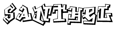 The clipart image features a stylized text in a graffiti font that reads Santhel.