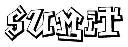 The image is a stylized representation of the letters Sumit designed to mimic the look of graffiti text. The letters are bold and have a three-dimensional appearance, with emphasis on angles and shadowing effects.