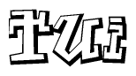 The clipart image features a stylized text in a graffiti font that reads Tui.