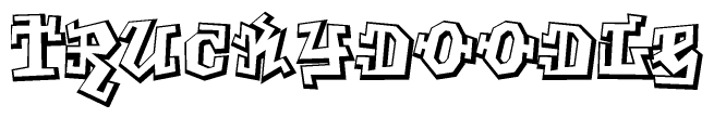 The image is a stylized representation of the letters Truckydoodle designed to mimic the look of graffiti text. The letters are bold and have a three-dimensional appearance, with emphasis on angles and shadowing effects.