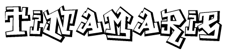 The clipart image depicts the word Tinamarie in a style reminiscent of graffiti. The letters are drawn in a bold, block-like script with sharp angles and a three-dimensional appearance.