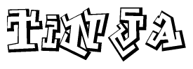 The clipart image depicts the word Tinja in a style reminiscent of graffiti. The letters are drawn in a bold, block-like script with sharp angles and a three-dimensional appearance.