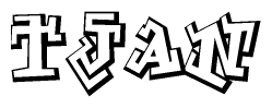 The clipart image features a stylized text in a graffiti font that reads Tjan.