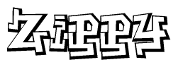 The image is a stylized representation of the letters Zippy designed to mimic the look of graffiti text. The letters are bold and have a three-dimensional appearance, with emphasis on angles and shadowing effects.
