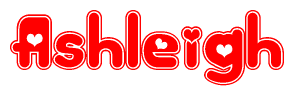 The image displays the word Ashleigh written in a stylized red font with hearts inside the letters.