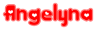 The image displays the word Angelyna written in a stylized red font with hearts inside the letters.