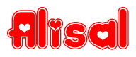 The image displays the word Alisal written in a stylized red font with hearts inside the letters.