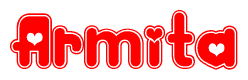 The image displays the word Armita written in a stylized red font with hearts inside the letters.