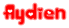 The image displays the word Aydien written in a stylized red font with hearts inside the letters.