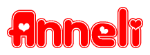 The image is a clipart featuring the word Anneli written in a stylized font with a heart shape replacing inserted into the center of each letter. The color scheme of the text and hearts is red with a light outline.