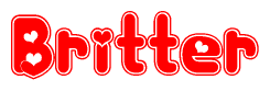 The image displays the word Britter written in a stylized red font with hearts inside the letters.