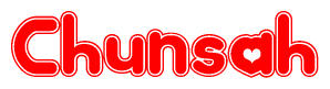 The image displays the word Chunsah written in a stylized red font with hearts inside the letters.