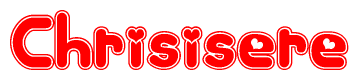 The image displays the word Chrisisere written in a stylized red font with hearts inside the letters.
