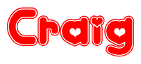 The image displays the word Craig written in a stylized red font with hearts inside the letters.