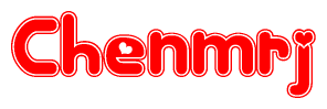 The image is a clipart featuring the word Chenmrj written in a stylized font with a heart shape replacing inserted into the center of each letter. The color scheme of the text and hearts is red with a light outline.