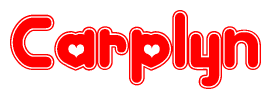 The image displays the word Carplyn written in a stylized red font with hearts inside the letters.