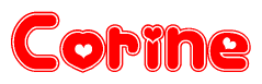 The image displays the word Corine written in a stylized red font with hearts inside the letters.