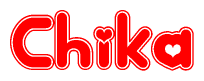 The image displays the word Chika written in a stylized red font with hearts inside the letters.