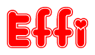 The image displays the word Effi written in a stylized red font with hearts inside the letters.