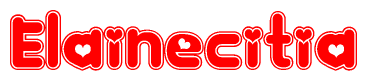 The image is a clipart featuring the word Elainecitia written in a stylized font with a heart shape replacing inserted into the center of each letter. The color scheme of the text and hearts is red with a light outline.