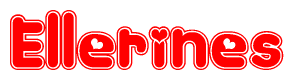 The image is a clipart featuring the word Ellerines written in a stylized font with a heart shape replacing inserted into the center of each letter. The color scheme of the text and hearts is red with a light outline.