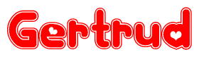 The image displays the word Gertrud written in a stylized red font with hearts inside the letters.