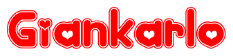 The image displays the word Giankarlo written in a stylized red font with hearts inside the letters.