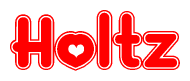 The image displays the word Holtz written in a stylized red font with hearts inside the letters.
