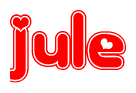 The image displays the word Jule written in a stylized red font with hearts inside the letters.