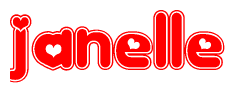 The image displays the word Janelle written in a stylized red font with hearts inside the letters.