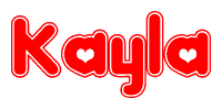 The image displays the word Kayla written in a stylized red font with hearts inside the letters.