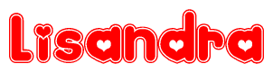 The image displays the word Lisandra written in a stylized red font with hearts inside the letters.