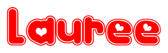 The image displays the word Lauree written in a stylized red font with hearts inside the letters.