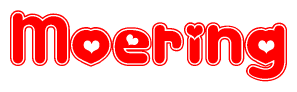 The image displays the word Moering written in a stylized red font with hearts inside the letters.