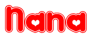The image displays the word Nana written in a stylized red font with hearts inside the letters.
