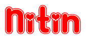 The image is a clipart featuring the word Nitin written in a stylized font with a heart shape replacing inserted into the center of each letter. The color scheme of the text and hearts is red with a light outline.