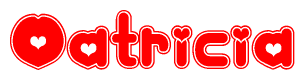 The image displays the word Oatricia written in a stylized red font with hearts inside the letters.