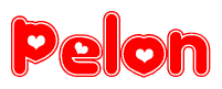 The image displays the word Pelon written in a stylized red font with hearts inside the letters.