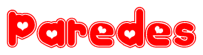 The image displays the word Paredes written in a stylized red font with hearts inside the letters.
