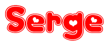 The image displays the word Serge written in a stylized red font with hearts inside the letters.