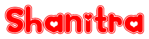 The image displays the word Shanitra written in a stylized red font with hearts inside the letters.