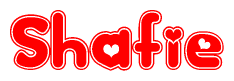 The image displays the word Shafie written in a stylized red font with hearts inside the letters.