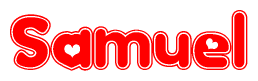 The image is a clipart featuring the word Samuel written in a stylized font with a heart shape replacing inserted into the center of each letter. The color scheme of the text and hearts is red with a light outline.