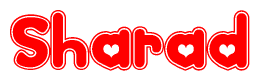 The image displays the word Sharad written in a stylized red font with hearts inside the letters.