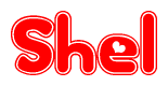 The image displays the word Shel written in a stylized red font with hearts inside the letters.