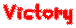 The image displays the word Victory written in a stylized red font with hearts inside the letters.