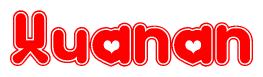 The image displays the word Xuanan written in a stylized red font with hearts inside the letters.