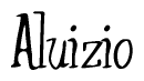 The image contains the word 'Aluizio' written in a cursive, stylized font.