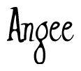 The image contains the word 'Angee' written in a cursive, stylized font.