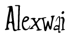 The image is a stylized text or script that reads 'Alexwai' in a cursive or calligraphic font.